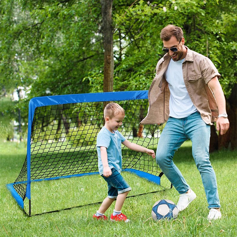 Portable 4x3ft Soccer Goals Set for Kids - Pop Up Backyard Training, Includes Ball, Cones & Targets
