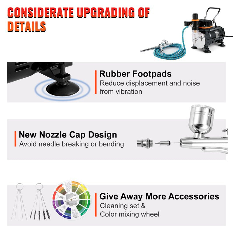 Professional Airbrush Kit with Compressor for Nail Art, Cake Decorating & DIY Craft Projects
