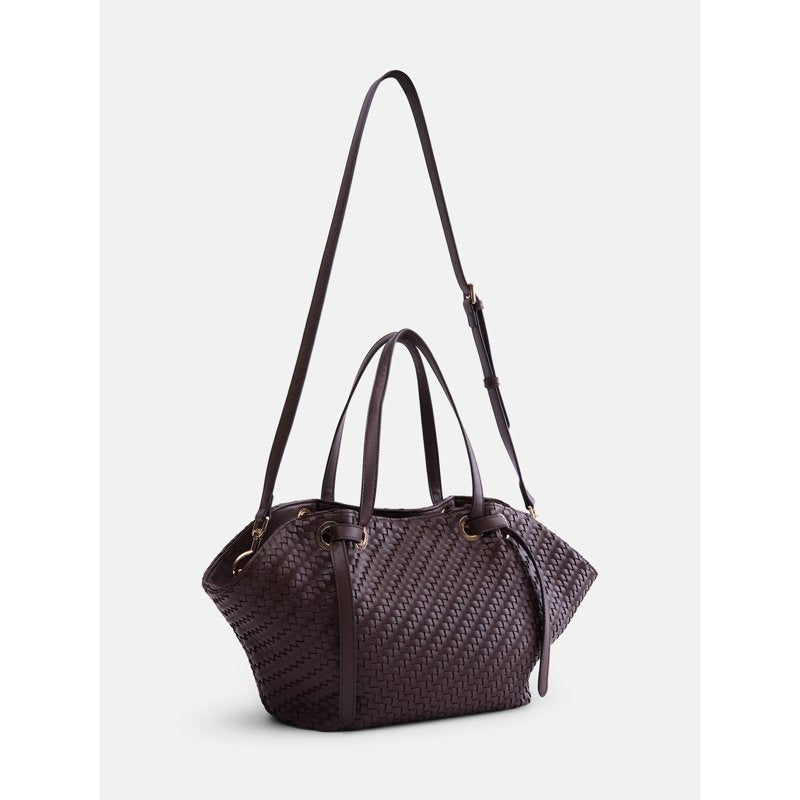 Women's Mini Clam Tote Bag - Stylish Woven Compact Carryall