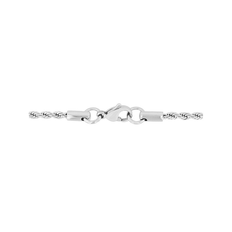 Men's Silver-Tone Stainless Steel Rope Chain Necklace 22 Inch