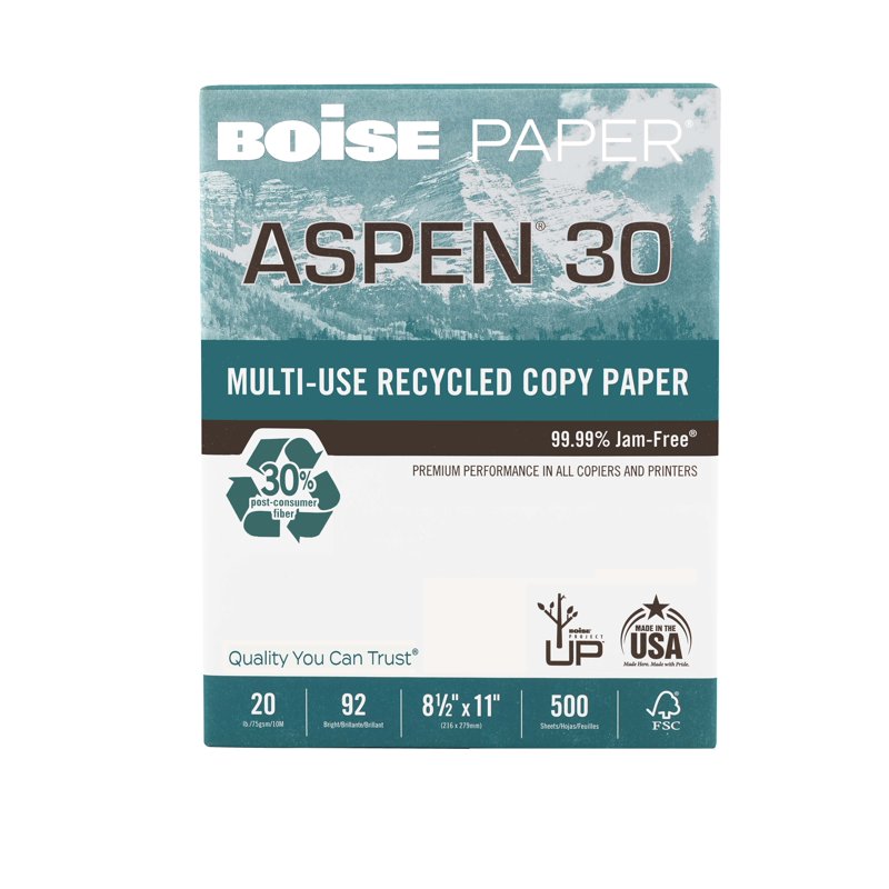 Recycled Copy Paper - 8.5x11 Letter, 92 Bright White, 20 lb, 10 Reams