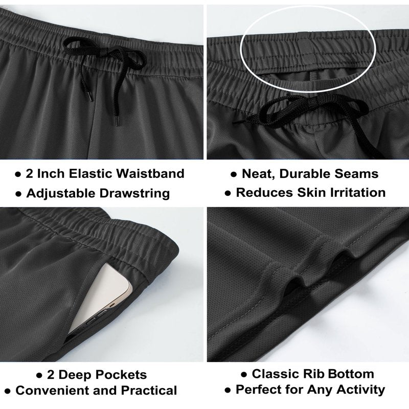 Men's Athletic Shorts Mesh Workout Gym Activewear with Pockets - 8 Inch Inseam