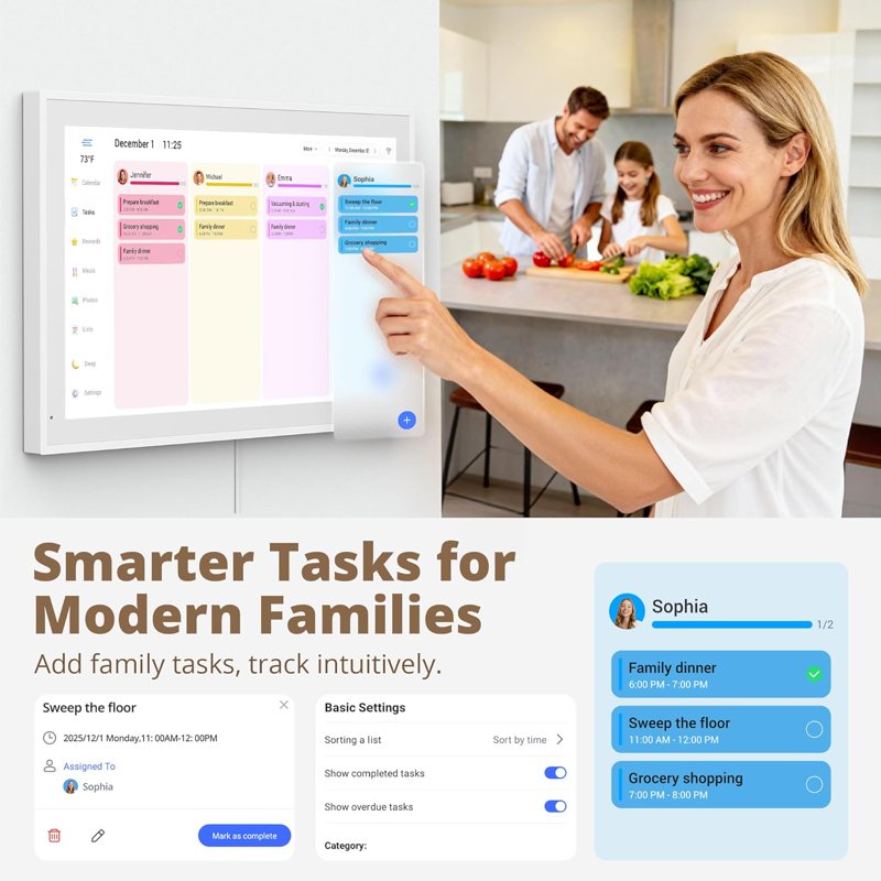 27-Inch Digital Family Calendar Touchscreen Wall & Desk Display