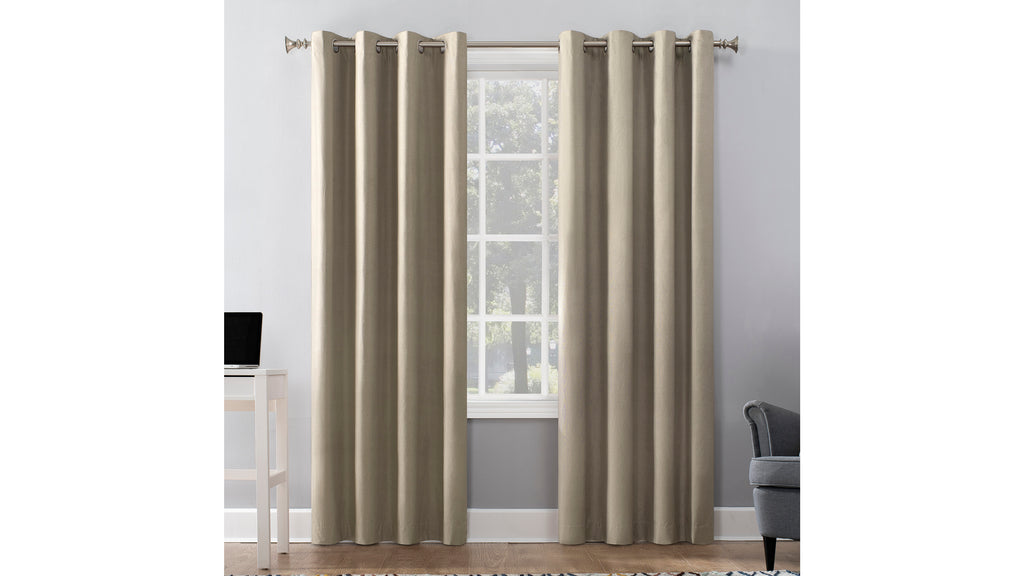 Blackout Thermal Insulated Grommet Curtain Panel - Room Darkening Linen