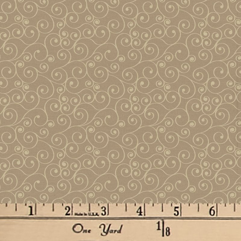 Cotton Sewing Fabric - Russian Spirals Design, Mushroom Color, 44" Wide