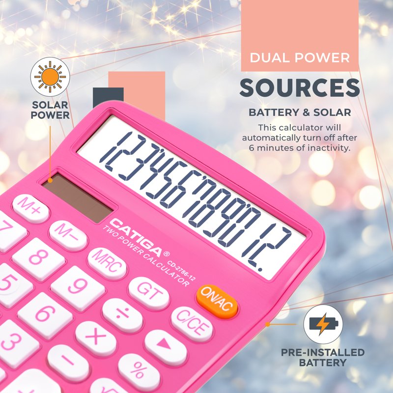 Metal Desktop Calculator 12-Digit Large Display Office & Financial Use