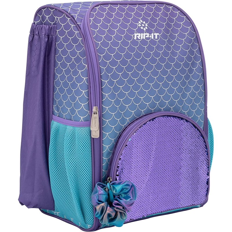 Softball Backpack with Ombre Mermaid Print & Flip Sequins - Adjustable & Water Bottle Sleeve