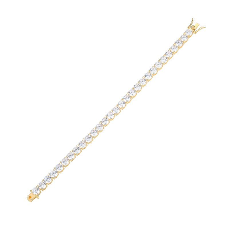 Sterling Silver Cubic Zirconia Tennis Bracelet in 18K Gold Plated - 7.25 Inch