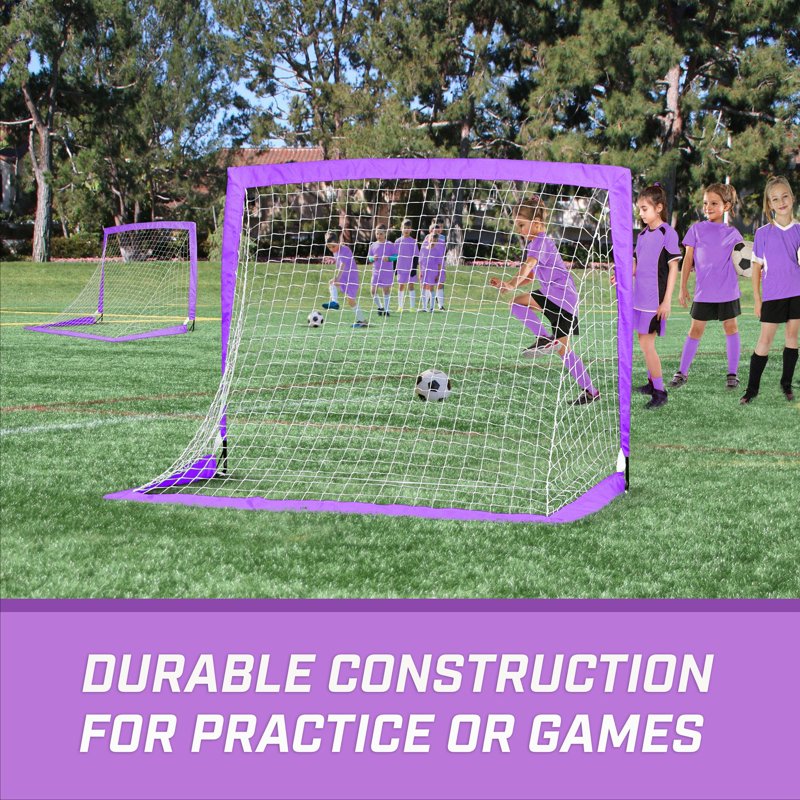 GoSports 4 ft x 3 ft Pop-Up Soccer Goals Set for Kids - Pack of 2, Purple