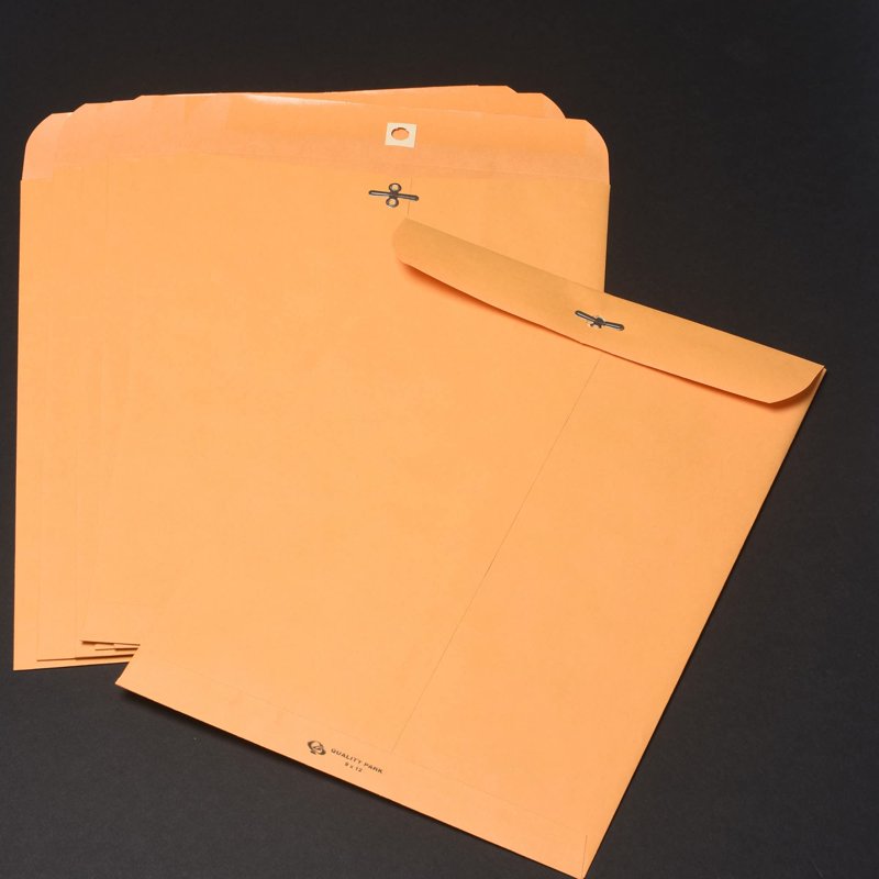 Brown Clasp Envelopes 12 x 15.5 Inches - Reinforced Gummed Flap, Box of 100