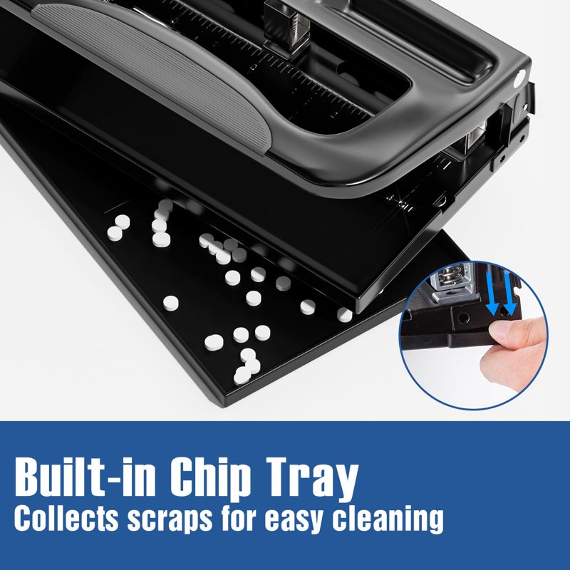 Heavy Duty 3 Hole Punch for Office & School - Adjustable 40 Sheet Capacity Metal Black