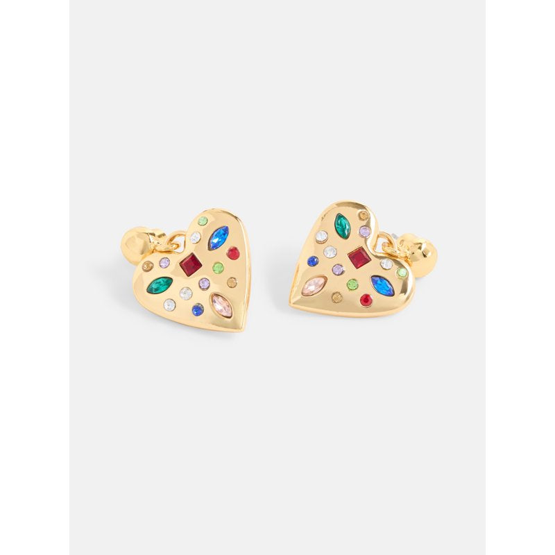 Faceted Bead Goldtone Heart Earrings for Women - Dangle Jewelry