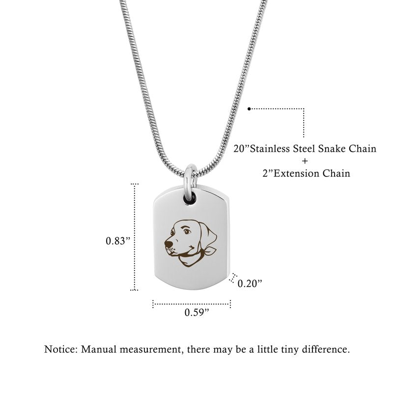 Pet Cremation Necklace Dog Tag - Stainless Steel Memorial Urn Pendant