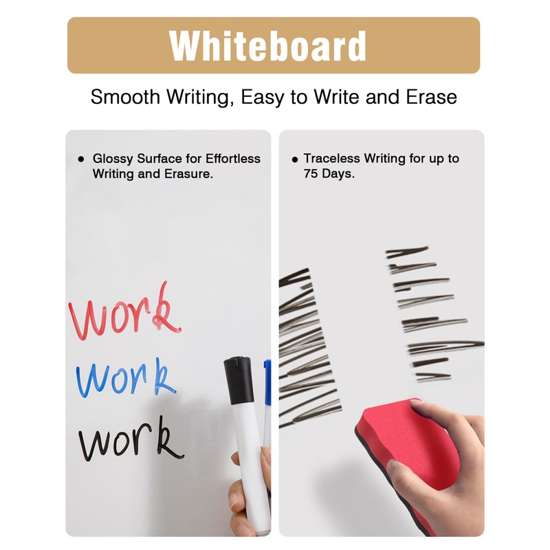 Large Magnetic Dry Erase Whiteboard - Folding Aluminum Frame Wall Mount