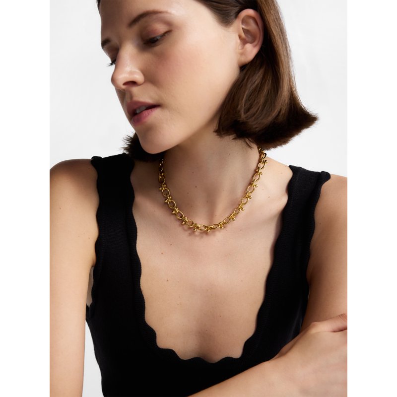 Goldtone Statement Chain Necklace for Women 16 Inch with 3 Inch Extender