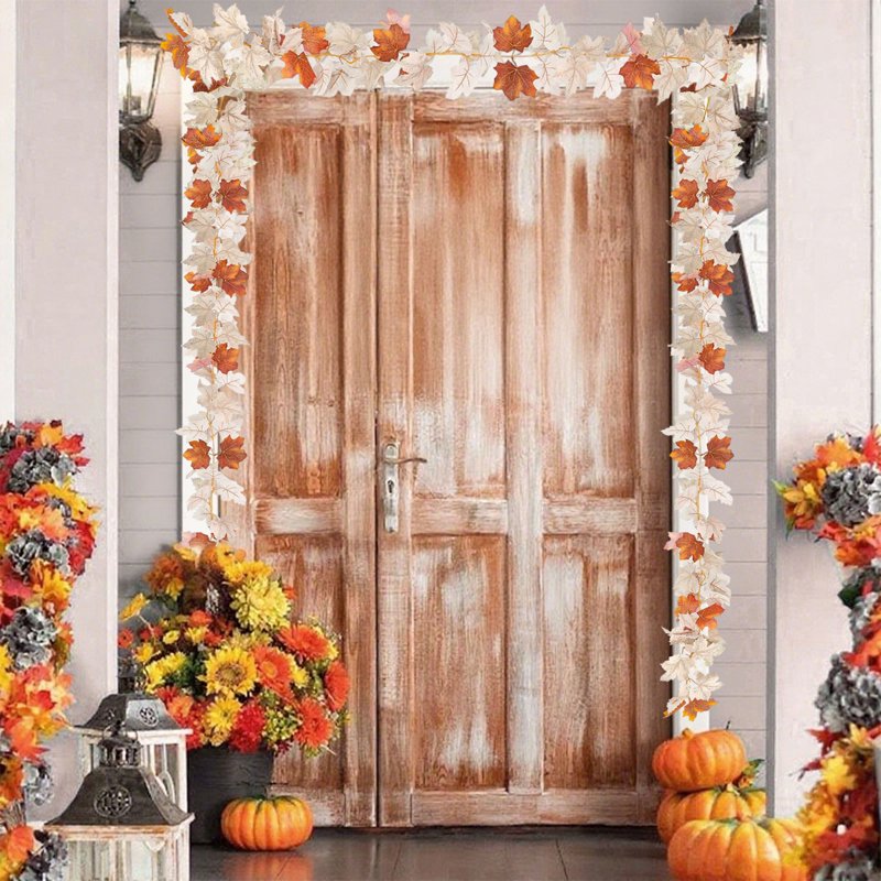 Artificial Maple Leaf Vine Garland for Halloween & Thanksgiving, 68 Inch DIY Decor