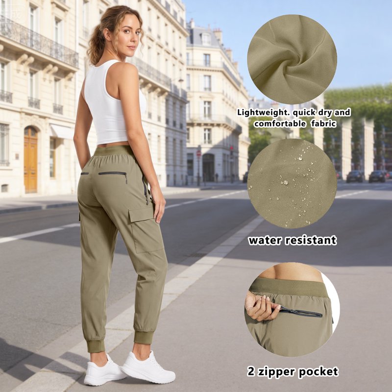 Women Cargo Hiking Pants Lightweight Joggers with Pockets - Quick Dry Outdoor Trousers