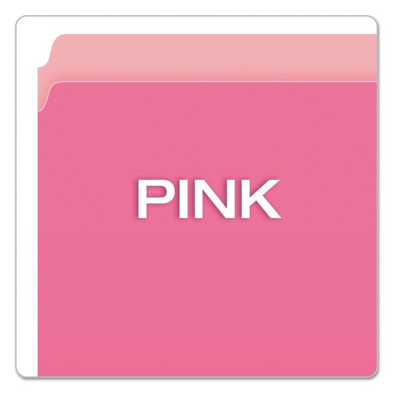 Office File Folders Two-Tone Top Tab Letter Size Pink/Light Pink 100 Pack