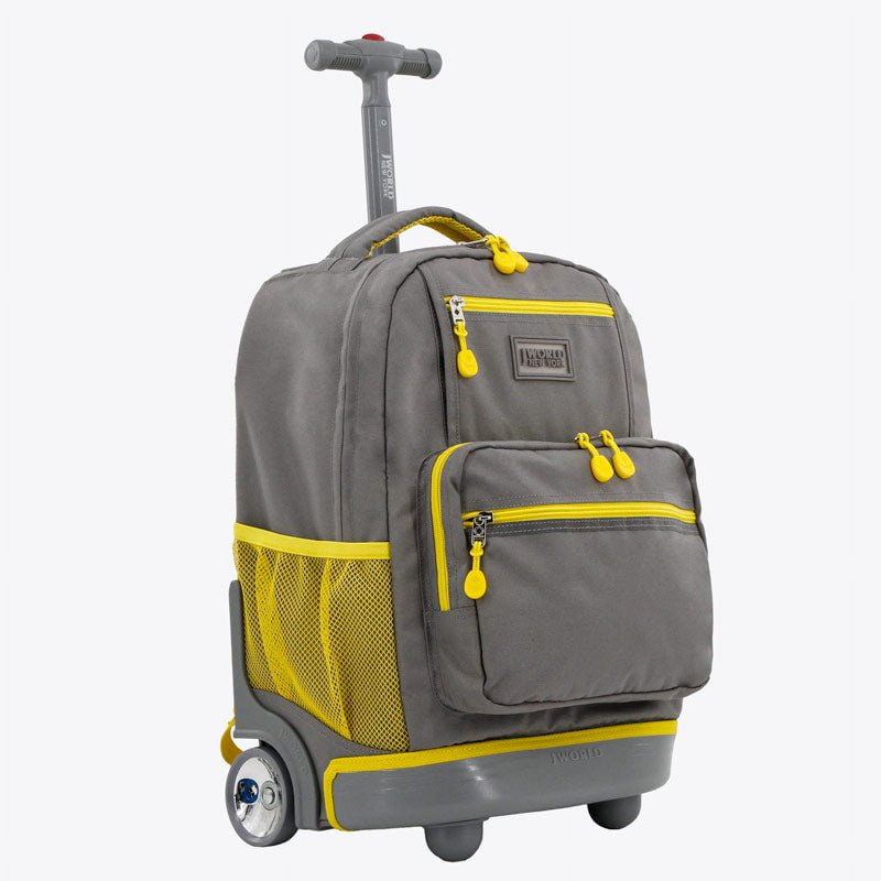 18-Inch Rolling Backpack for School & Travel - Grey