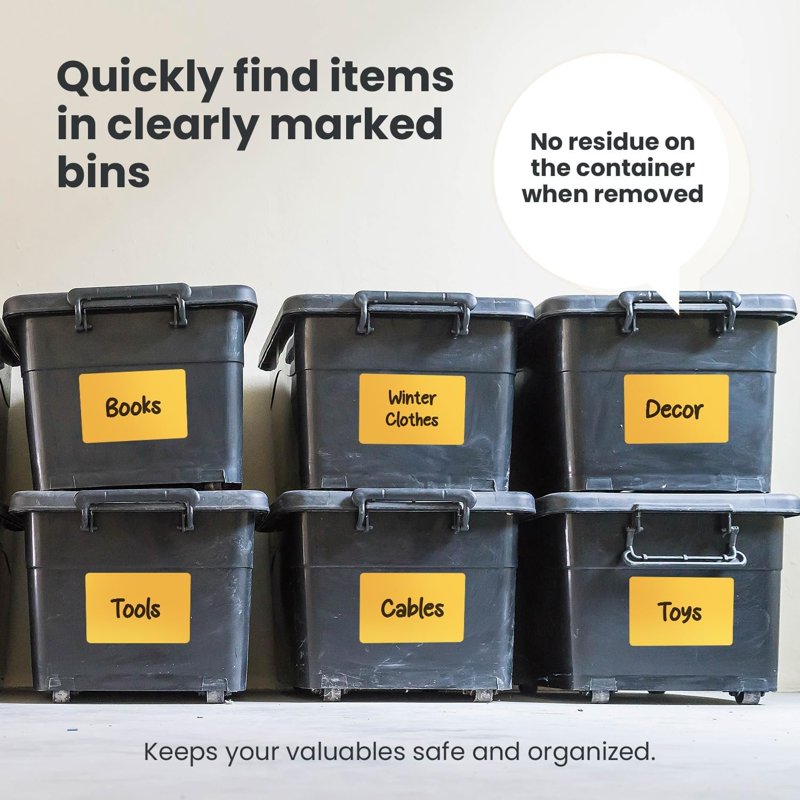 Removable Storage Bin Labels 6x4 Inches - All Colors, 50 Count