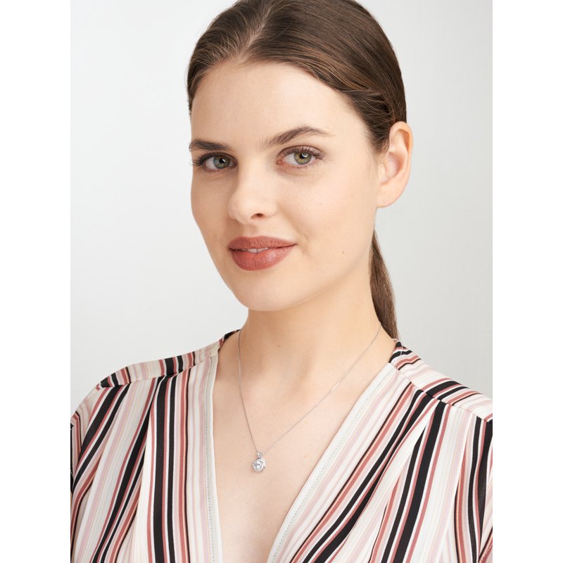 Sterling Silver White Sapphire Birthstone Love Knot Pendant Necklace for Women