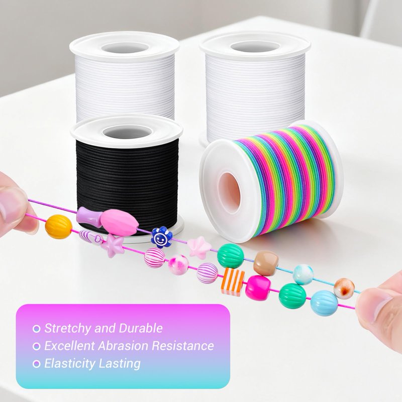Elastic Beading Cord Kit with Scissors & Needle - 660ft Jewelry Making Supplies
