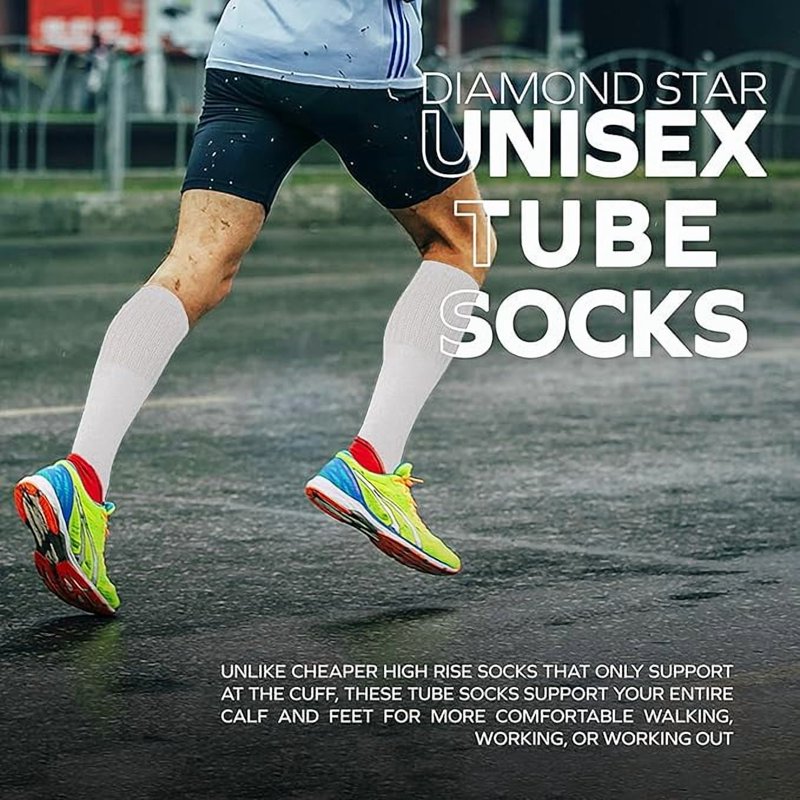 Men's Cushioned Over-the-Calf Athletic Tube Socks - 6 Pairs, Breathable Cotton Blend