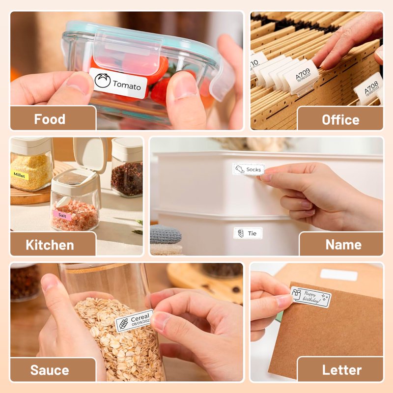 Portable Bluetooth Label Maker with Tape - Wireless Handheld Printer for Home Office & School