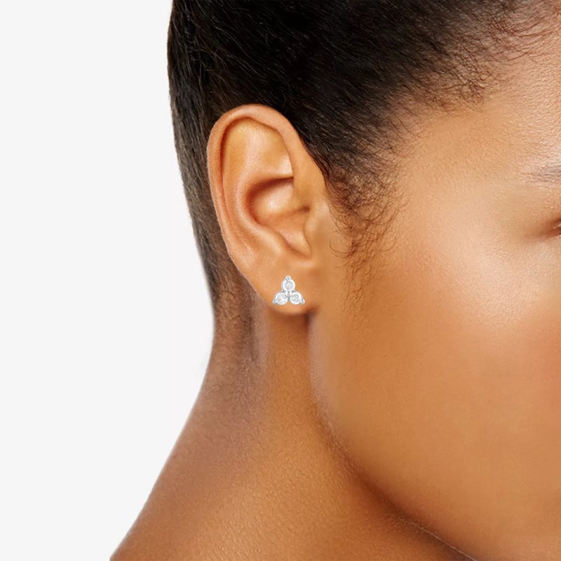Sterling Silver Hoop & Diamond Stud Earring Set - Lab-Grown Jewelry