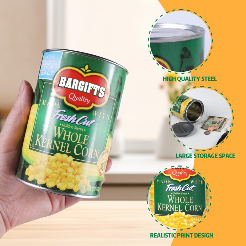 Fake Can Safe with Secret Compartment Discreet Storage for Valuables - Corn