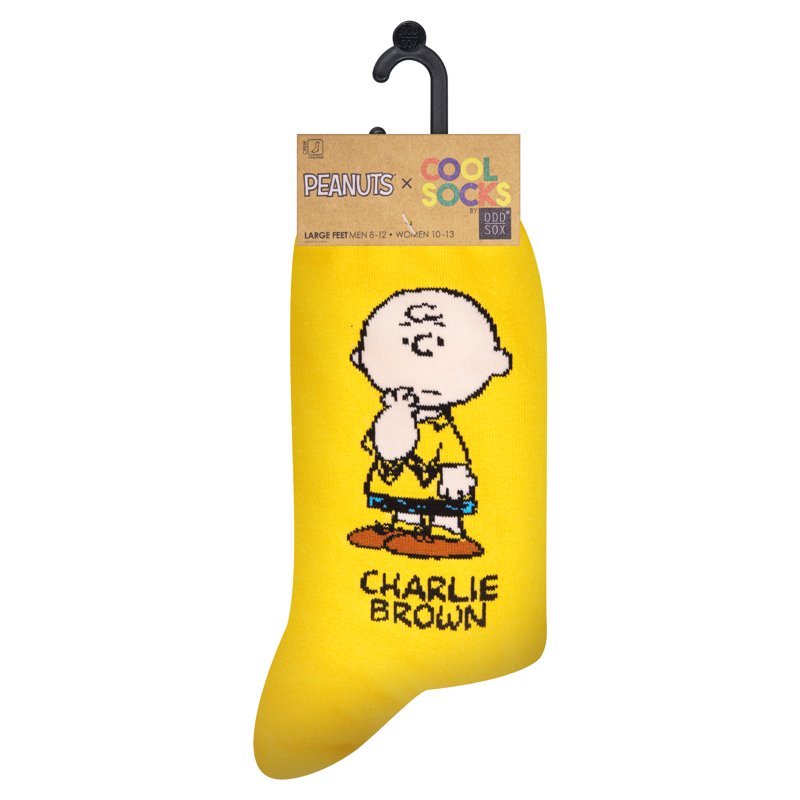 Men's Crew Socks with Charlie Brown Peanuts Cartoon Design - Retro Style