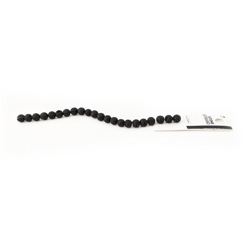 Black Lava Stone Bead Strand for DIY Jewelry - 7 Inches - Unisex - 3 Pack