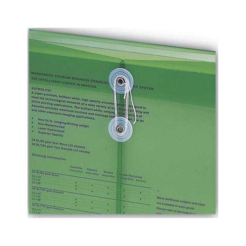 Poly Envelope with String-Tie Closure, Green, 5 Pack - Acid-Free & Water-Resistant Office Storage