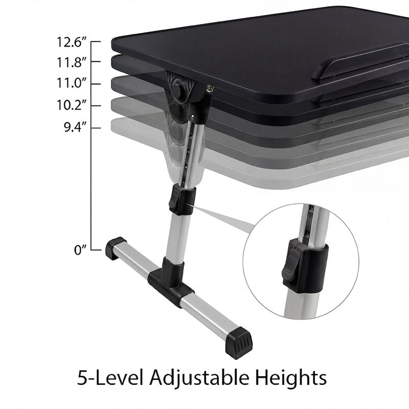 Cowin Adjustable Laptop Desk Table – Foldable Lap Desk 23.62 x 13.4 in, Black (Variation: 23.62" x 13.4", Black)