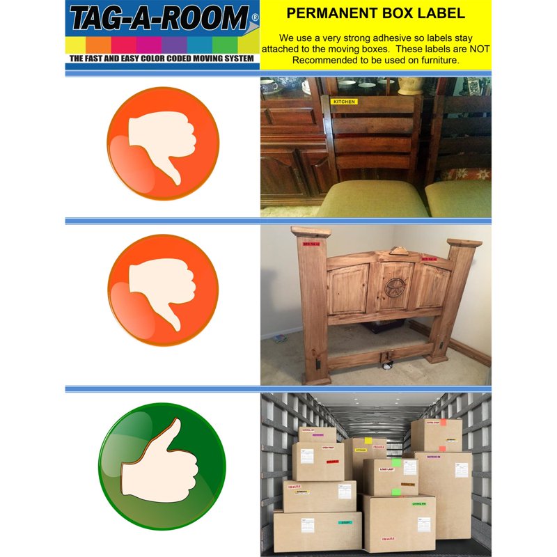 Color Coded Moving Box Labels Set - 800 Count Home Organization Pack