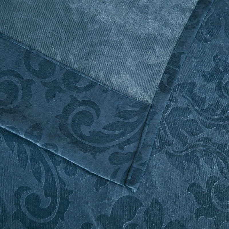 Blackout Curtains with Embossed Damask Pattern - Room Darkening Thermal Drapes