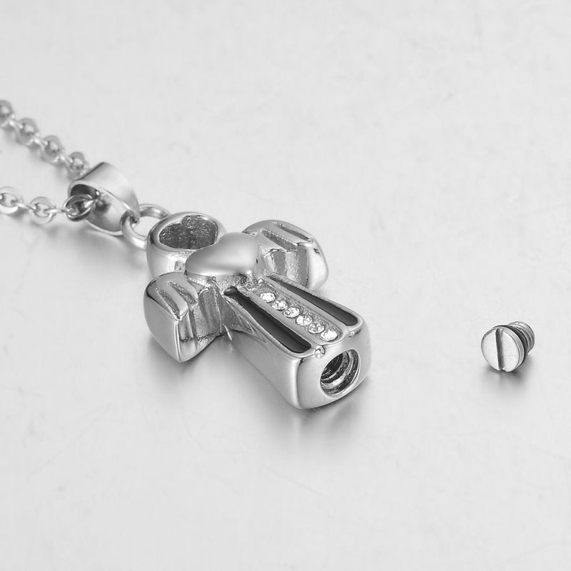 Cremation Jewelry for Ashes Memorial Necklace with Free Funnel Kit and Velvet Box - Angel Wing Heart Cross Style