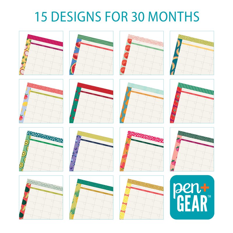 Undated Desk Planner Pad with Colorful Fruit Themes, 17x11 Inches, 30 Sheets