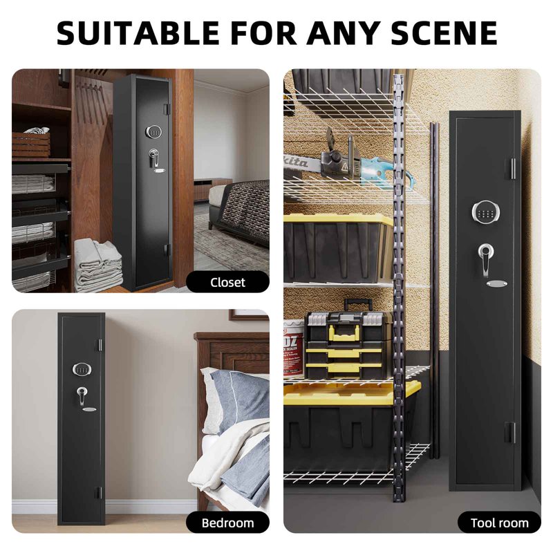 2-3 Rifle Gun Safe with Adjustable Shelf, Quick Access Home Security Cabinet