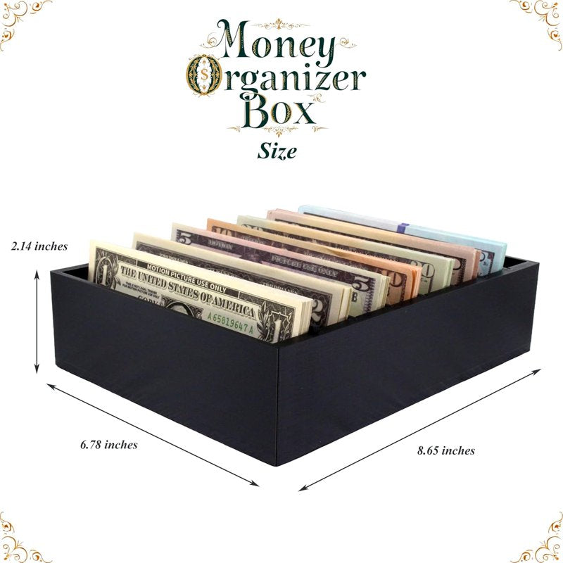 Adjustable 8-Compartment Money Organizer for Cash & Receipts - Made in USA