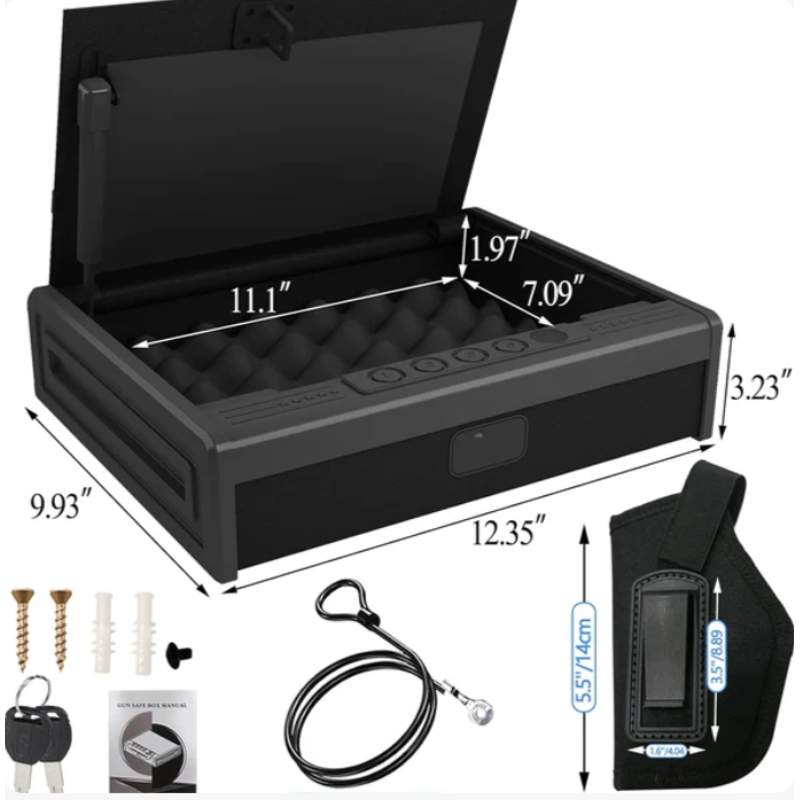 Biometric Pistol Safe with Digital Keypad - Quick-Access Handgun Security for Home Car Nightstand