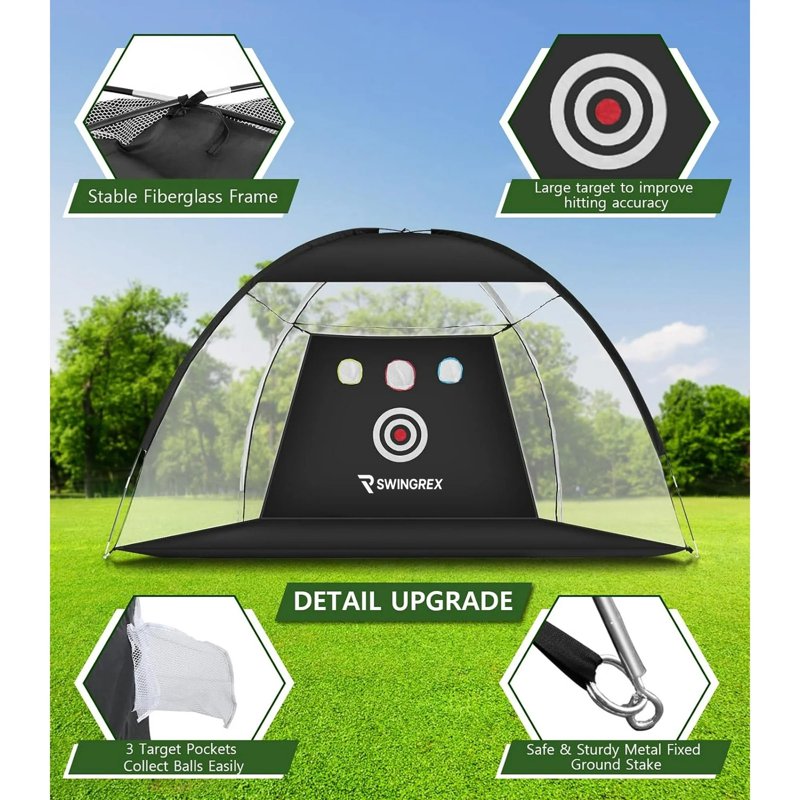 Golf Practice Net with Mat & Target - 10x7ft Backyard Driving & Chipping Aid