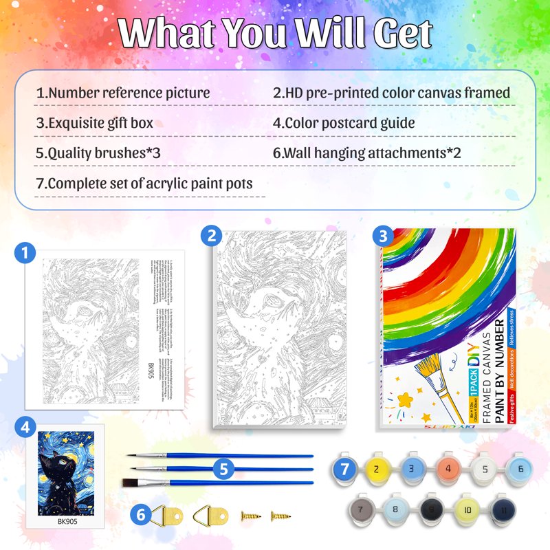 Paint by Numbers Kit for Adults Starry Night Canvas Art Frame 8x12 Inch