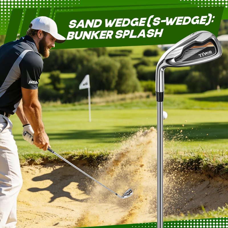 Tivor 6-Piece Golf Clubs Set for Right-Handed Men ( Beginner ) – Driver, Hybrid, 7 Iron, 9 Iron, Sand Wedge, Putter & Stand Bag