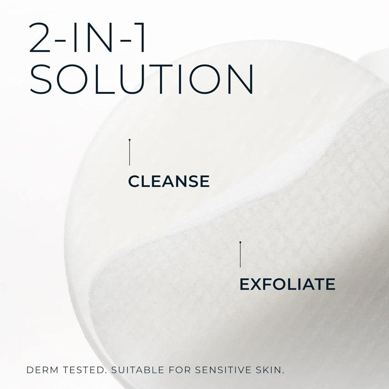 Exfoliating Makeup Remover Pads - Hypoallergenic Oil-Free Skin Cleansing Disks - 3 Pack