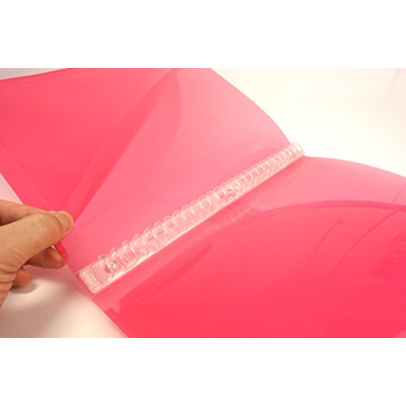 Slim Colorful B5 Double Pocket Binder with 26 Holes - Pink, Blue, Clear