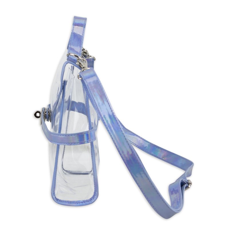 Iridescent Crossbody Bag with Turnlock - Stadium-Approved Transparent Design