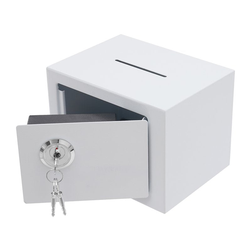 Small Wall-Mounted Deposit Safe with Drop Slot Security Box for Home & Office