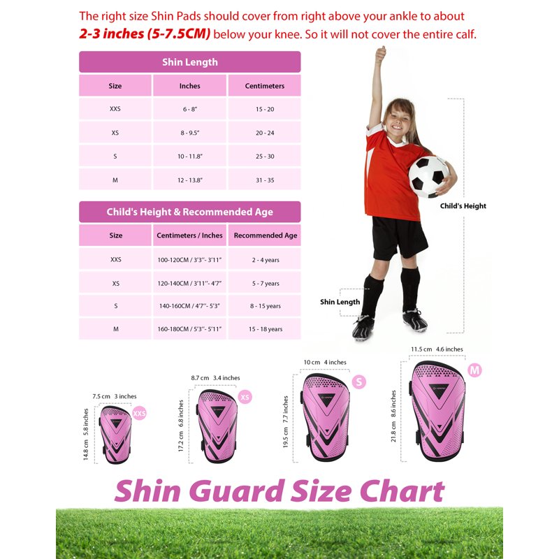 XXS Pink Kids Soccer Shin Guards - Airsfish Youth Protective Gear 2-18