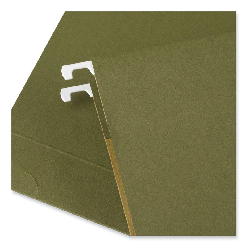 Legal Size Hanging File Folders with Flat Bottom Design, 1/5-Cut Tab, Green, 25 Pack